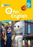 jaquette CD E for english : 5e - 2 cd audio + 1 dvd + 2 cd mp3 pour la classe (édition 2017)